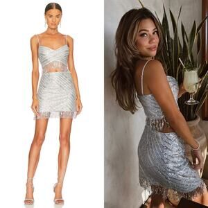 Saylor‎ Persephone Top & Mini Skirt Set in Platinum Size Medium